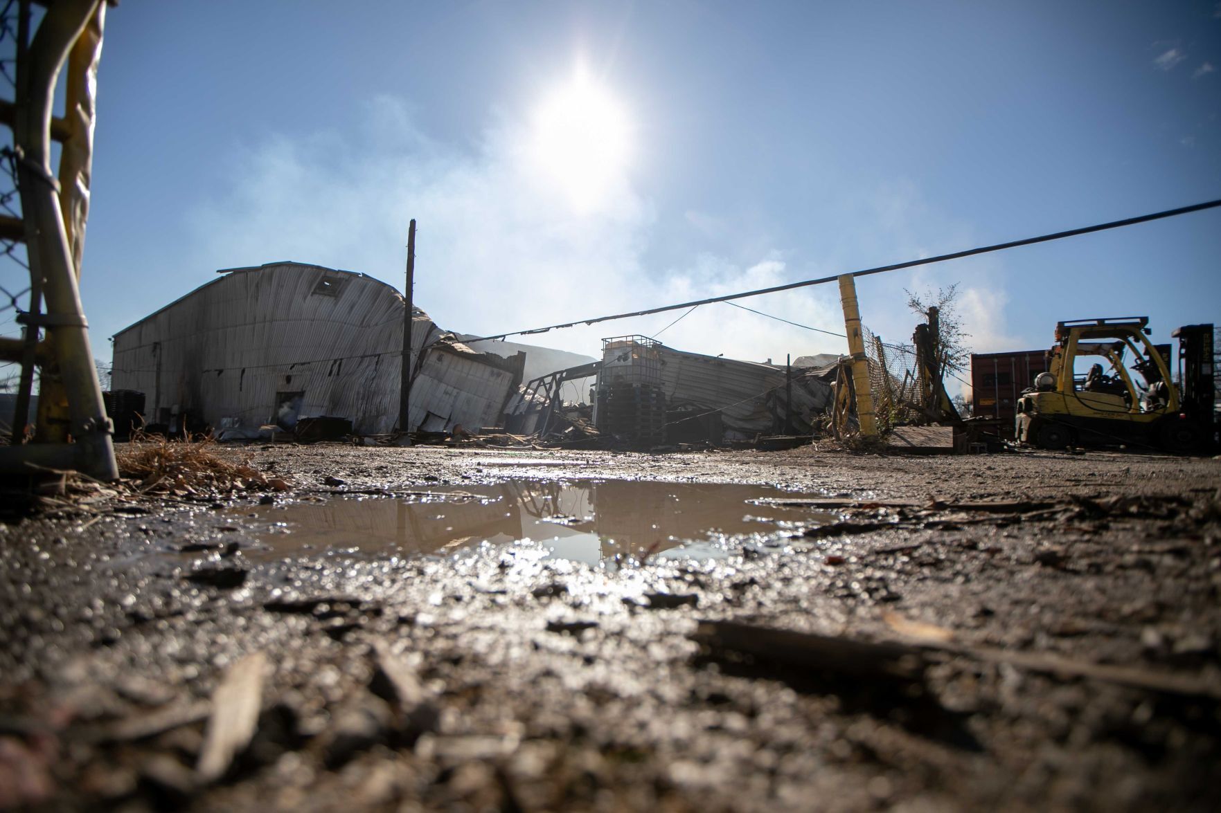 Recycling center fire and building collapse in East St. Louis